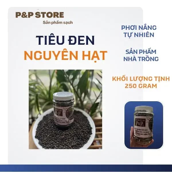 Tiêu đen nguyên hạt P&P Store, hũ 250g